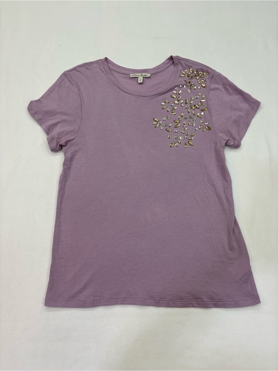 Express Tops - Express Lavender Short-Sleeve Tee with Gold Embellishments
